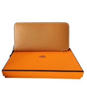 Brand New Hermes Silk'In Classique long wallet - Gold color - Epsom leather